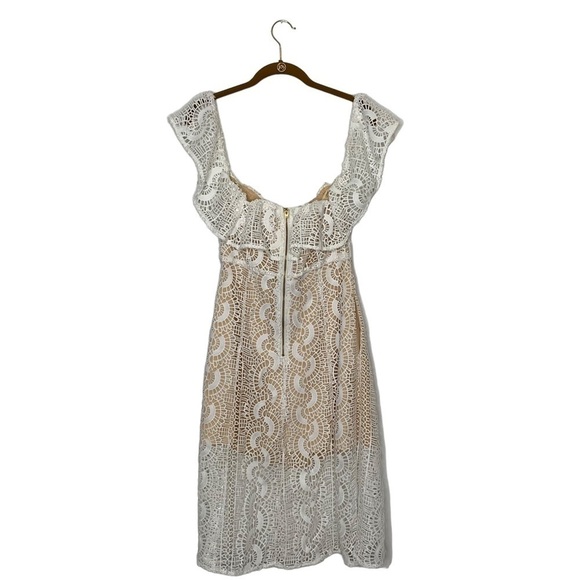 Line And Dot White Bridal Crochet Eyelet Off The Shoulder Lace Dress Size Large - Picture 5 of 14